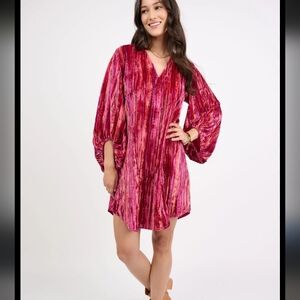 Uncle Frank Velvet Pink Stripe Colorful Dress Size Small